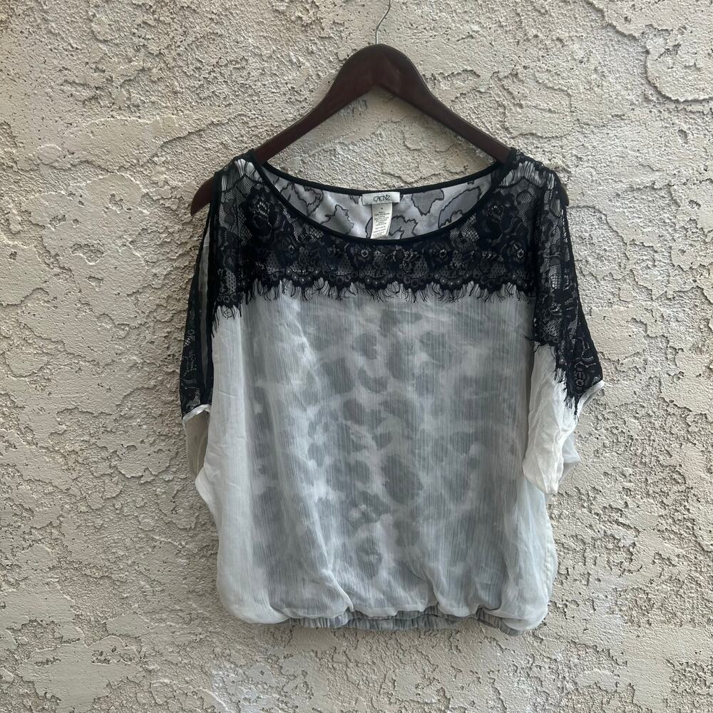 Cache Lace Sheer Indie Sleaze Y2K Blouse Top Size Medium